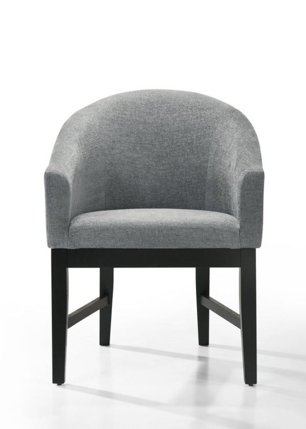 English Elm Honorio Gray Upholstered Barrel Back Dining Chairs with Matte Black Legs Set of 2 B2749P413307