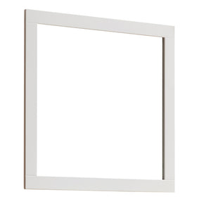 English Elm Revitalize Any Bathroom with a Square Matte White Framed Wall Mirror Modern Vanity W3151P265975