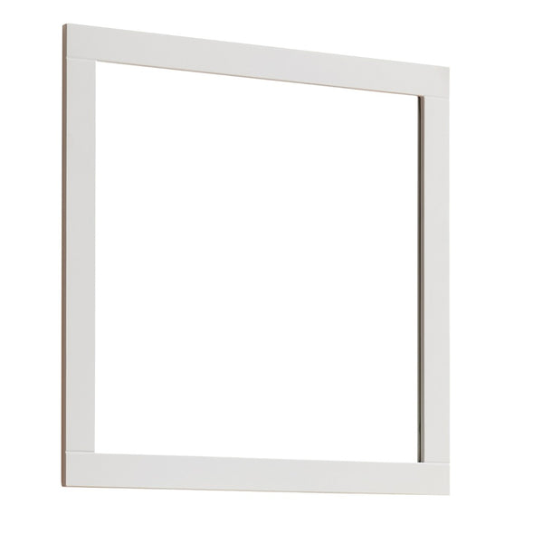 English Elm Revitalize Any Bathroom with a Square Matte White Framed Wall Mirror Modern Vanity W3151P265975