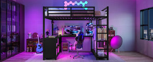 English Elm Metal Twin Xl Loft Bed with L Shaped Desk Wardrobe and Storage for Teens W1580S00417