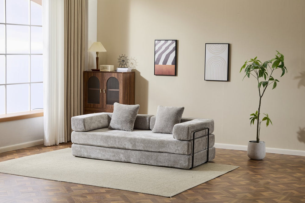 English Elm Floor Couch - Convertible Chenille Sofa Bed With Pillow Support For Ultimate Comfort In Any Space W3723P344872