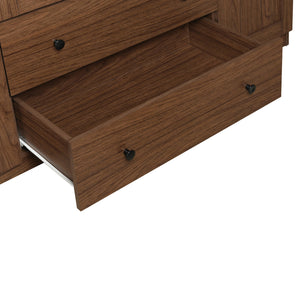 English Elm 4 Door Wardrobe Armoire Closet with 2 Drawers Rustic Pine & MDF Storage Cabinet with Shelves and Hanging Space Brown N7090001842D