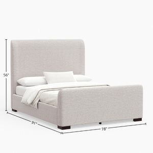 Alpine Furniture Adele Linen-Texture California King Platform Bed With Wingback Headboard, Solid Rubberwood Legs Oatmeal 8322CK