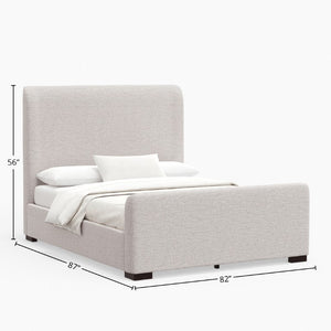 Alpine Furniture Adele Low-Profile King Platform Bed With Wingback Headboard, Linen-Textured Upholstery & Slats Oatmeal 8322EK