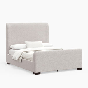 Alpine Furniture Adele Stone Beige Platform Bed With Wingback Linen-Textured Upholstery, Low-Profile 14-Slat Support Oatmeal 8322F
