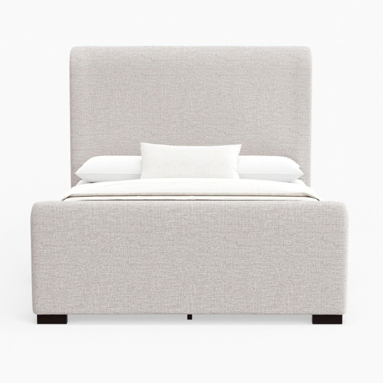 Alpine Furniture Adele Stone Beige Platform Bed With Wingback Linen-Textured Upholstery, Low-Profile 14-Slat Support Oatmeal 8322F