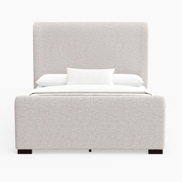 Alpine Furniture Adele Stone Beige Platform Bed With Wingback Linen-Textured Upholstery, Low-Profile 14-Slat Support Oatmeal 8322F