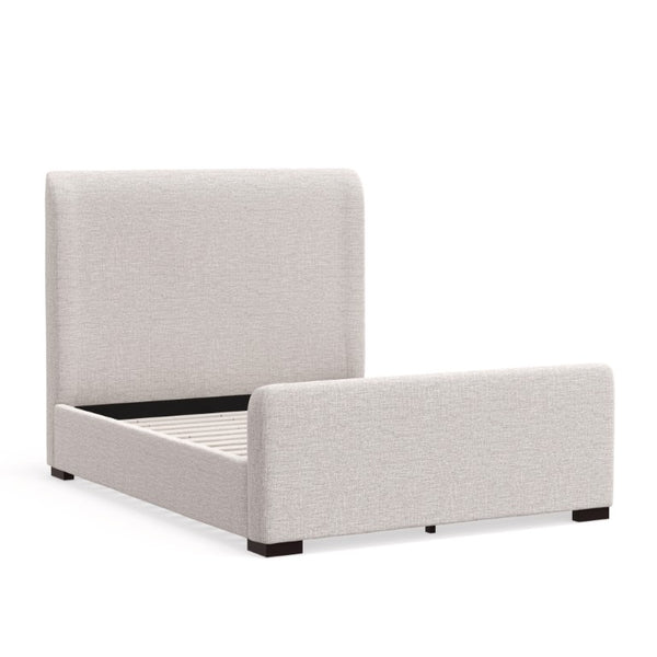 Alpine Furniture Adele Stone Beige Platform Bed With Wingback Linen-Textured Upholstery, Low-Profile 14-Slat Support Oatmeal 8322F