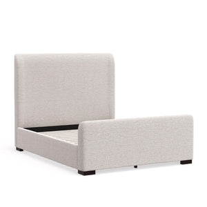 Alpine Furniture Adele Low-Profile King Platform Bed With Wingback Headboard, Linen-Textured Upholstery & Slats Oatmeal 8322EK