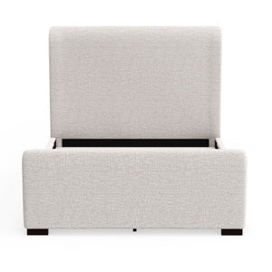 Alpine Furniture Adele Stone Beige Platform Bed With Wingback Linen-Textured Upholstery, Low-Profile 14-Slat Support Oatmeal 8322F