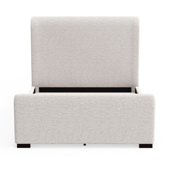 Alpine Furniture Adele Stone Beige Platform Bed With Wingback Linen-Textured Upholstery, Low-Profile 14-Slat Support Oatmeal 8322F