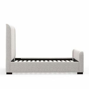 Alpine Furniture Adele Stone Beige Platform Bed With Wingback Linen-Textured Upholstery, Low-Profile 14-Slat Support Oatmeal 8322F