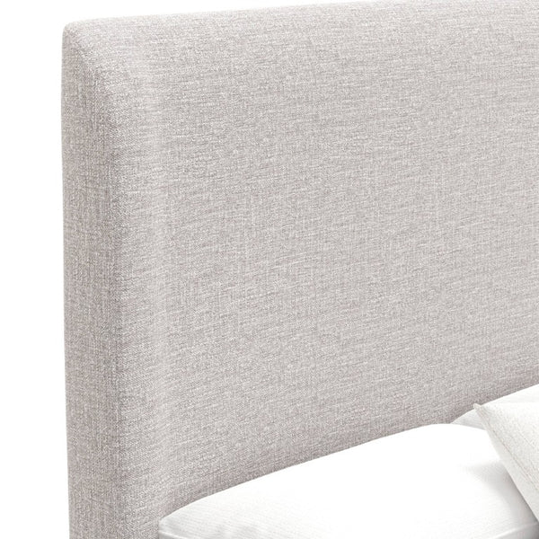 Alpine Furniture Adele Stone Beige Platform Bed With Wingback Linen-Textured Upholstery, Low-Profile 14-Slat Support Oatmeal 8322F