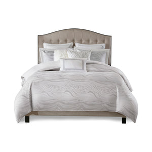 JLA Home Madison Park Signature - Comforter with Metallic Jacquard & Velvet Euros — Hotel-Worthy Luxe, OEKO-TEX Certified Quality 96 L x 92 W x 1.5H MPS10-310
