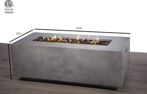 English Elm Concrete Propane/Natural Gas Fire Pit Table with Lava Rocks, Weatherproof Concrete, Easy Controls B120P204349