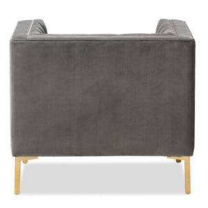 Baxton Studio Baxton Studio Zanetta Luxe Velvet Upholstered Lounge Chair with Glamorous Gold Finished Legs Grey TSF-7723-Grey/Gold