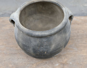 Lilys Approx 10" Vintage Charcoal/Gray Pottery Jar Large With Two Handles(Size & Finish Vary) 8324-4