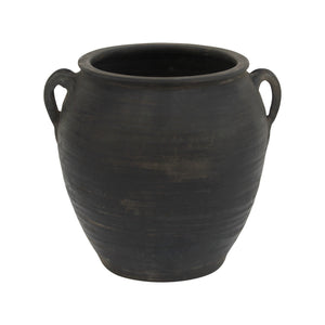 Lilys Approx 12" Vintage Charcoal/Gray Pottery Jar Large With Two Handles Large (Size & Finish Vary) 8324-6