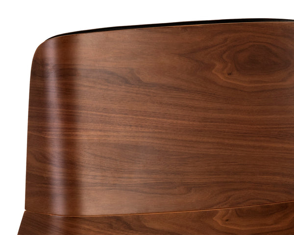 Sunpan Rhett Office Chair - Luxe Dillon Black Faux Leather Mid-century Design With Walnut Accents & Wheels Black Faux Leather 111903