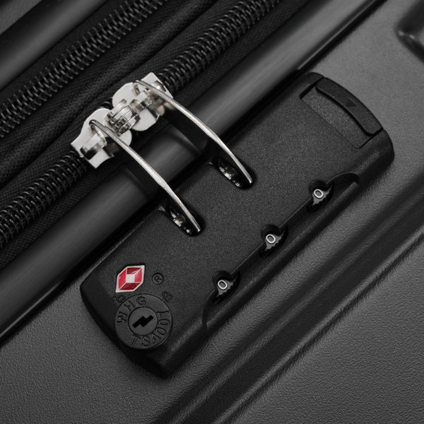 English Elm Luggage 5 Piece Hardside Abs Set with Front Access Carry on and Tsa Spinner Wheels Black N732P391579B