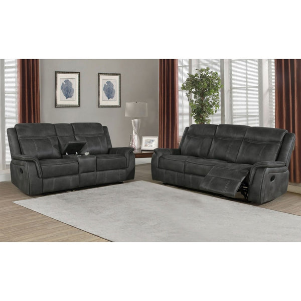 English Elm Franklin Microfiber Reclining Sofa Set with Wall Hugger Design and Tufted Cushioning B062S01586