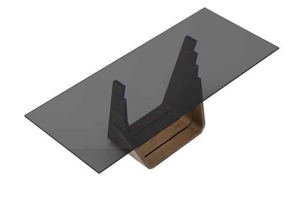 Vig Furniture Modrest Solvang - Elegant Grey Glass & Walnut Rectangular Dining Table For Modern Homes & Gatherings Walnut  Vgbb-mi1312