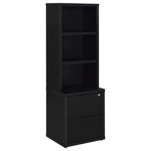 English Elm Geary Queen Bookcase Headboard Bedroom Set with Usb Charging Nightstands Black B062S01694