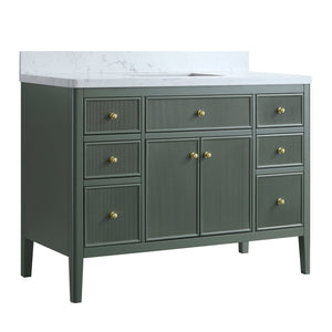 English Elm Fully Assembled 48'' Green Bathroom Vanity With Solid Wood, Engineered Marble Top & Soft-Close Drawers W1826P308982