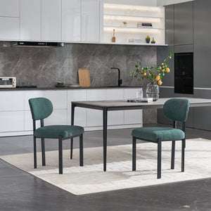 English Elm Modern Boucle Tufted Dining Chairs Set of 2 Mid-century Matte Leg Kitchen Seating Antique Green,Black W3244P296988