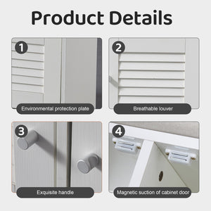 English Elm 28.74"Shoe Storage Bench with Cushion, 2-Door Louver Cabinet, Adjustable Shelves, Breathable Seat W2948P244736