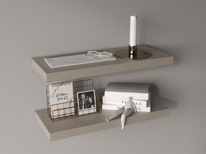 English Elm Floating Shelves - Sleek Taupe Design, 2 Modern Shelves For Stylish Storage & Display In Any Room B097P250916