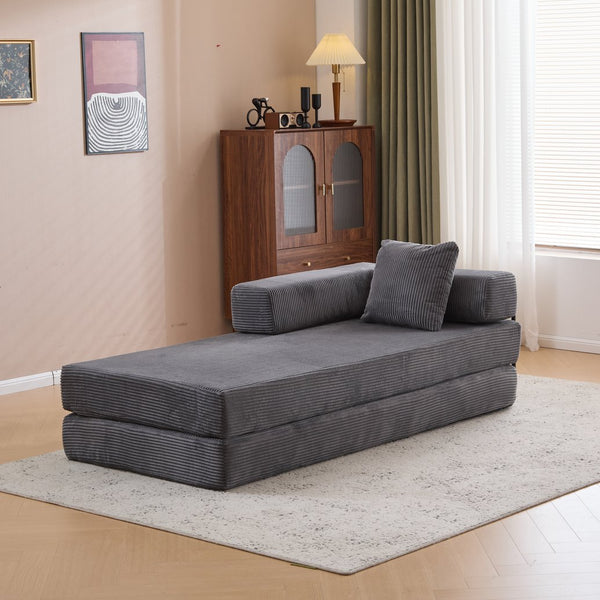 English Elm Floor Couch - Convertible Corduroy Sofa Bed With Back Support, Ideal For Small Spaces & Guests W3723P345017