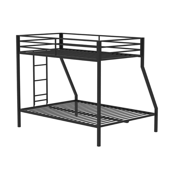 English Elm Metal Twin Over Full Bunk Bed Steel Frame with Guardrails for Kids or Guest Rooms Black B016P469271