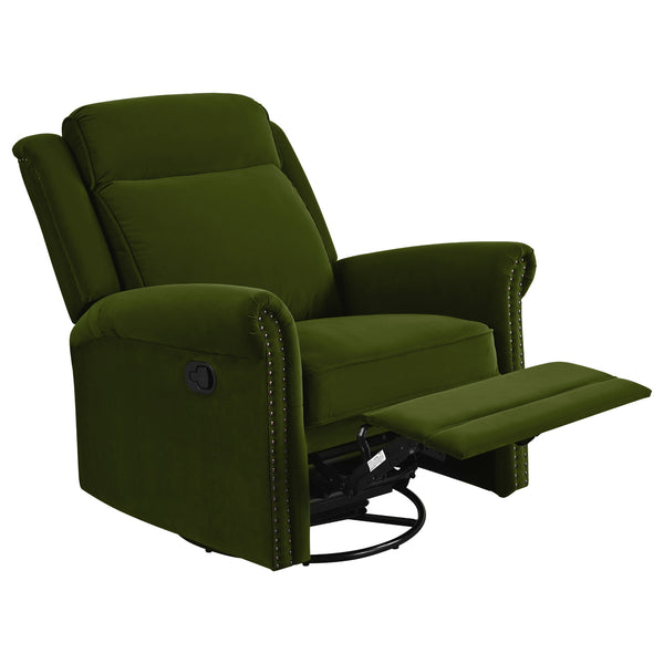 English Elm Christopher Knight Home® - 360° Swivel Recliner Plush Velvet Manual Rocker with Infinite Recline Support for Living Room Comfort Green N763P202666E