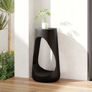 English Elm Christopher Knight Home® - Outdoor Hollow Design End Table - Stylish Black Concrete Accent For Patio, Balcony, Or Poolside Use N770P291496B