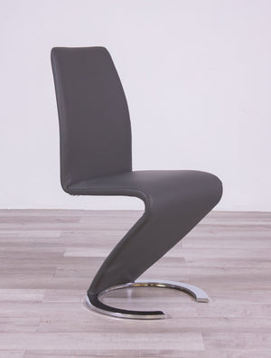 English Elm MARCUS Horseshoe Z-Shape Dining Chairs Set of 2 with Padded Faux Leather Seats and Solid Wood Frame Gray 28 L x 21 W x 22 H B201P226148