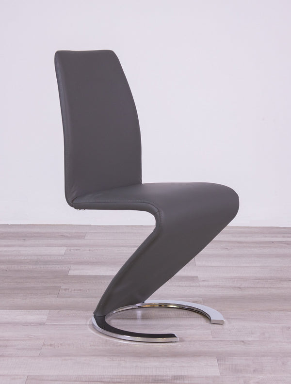 English Elm MARCUS Horseshoe Z-Shape Dining Chairs Set of 2 with Padded Faux Leather Seats and Solid Wood Frame Gray 28 L x 21 W x 22 H B201P226148