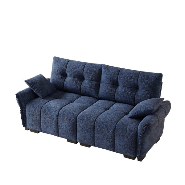 English Elm Premium Chenille Two Seater Sofa Tufted Armrests Foam Support Modern Living Room Blue W714S01632
