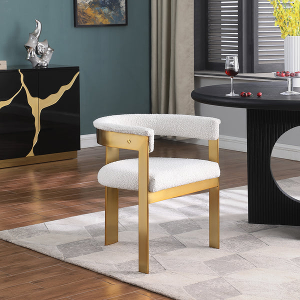 Romeo Cream Boucle Fabric Dining Chair 832Cream-C Meridian Furniture
