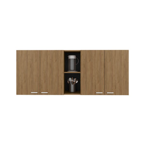 English Elm Wall Cabinet sleek 47.2" W x 23.6" H engineered wood wall-mounted storage with four doors, shelves, organizer and eco-safe compliance Natural Wood 62.2 L x 18.5 W x 4.72 H B097P296842