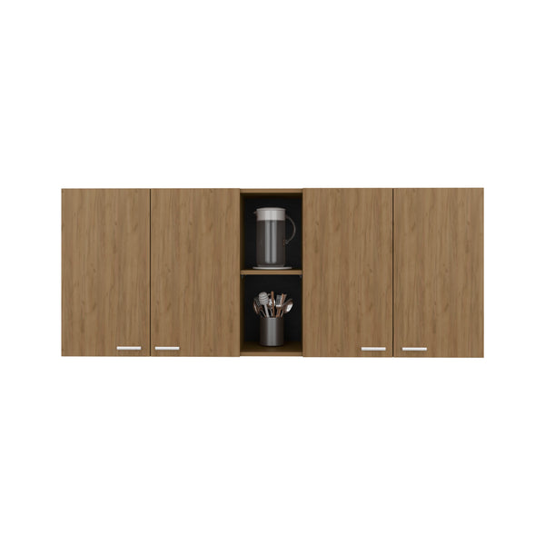 English Elm Wall Cabinet sleek 47.2" W x 23.6" H engineered wood wall-mounted storage with four doors, shelves, organizer and eco-safe compliance Natural Wood 62.2 L x 18.5 W x 4.72 H B097P296842