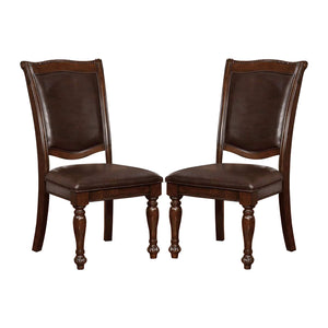 English Elm Set of 2 Leatherette Upholstered Side Chairs Brown Cherry Finish Espresso Seating Rope Trim Elegance B016P222691
