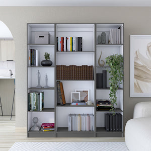 English Elm Davie Modern 3-Piece Home Bookcase Set with 14 Spacious Shelves, Slim XS Units for Stylish Storage Multicolor 41 L x 28 W x 5 H B200S00347