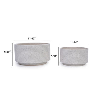 English Elm 2 Pieces Ceramic Flowerpot Set - Elegant Milk White Planters Perfect For Indoor & Outdoor Décor W3273P322550