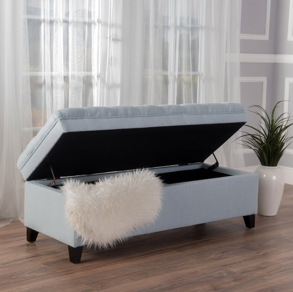 English Elm Christopher Knight Home® - Juliana Storage Ottoman - Stylish Light Blue Fabric With Hidden Storage & Extra Seating For Living Room 57741.00LSKY