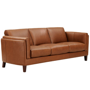 English Elm Maui Top-Grain Leather Sofa Brown — Pocket Coil Seats, Memory Foam & Feather Down, Solid Wood Frame B2705P211700