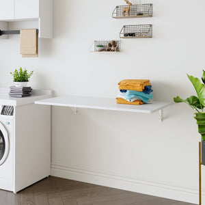 English Elm Laundry Room Wall Mounted Fold Down Table Steel Brackets Eco Wood Space Saving W3875P373145
