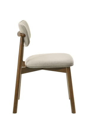 English Elm Mid-Century Upholstered Side Chair Pair with Rubberwood Frame, Curved Backrest and Cozy Seat Cushioning Beige,Walnut 33 L x 30 W x 8 H B2741P406142