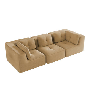 English Elm Modern Corduroy Modular Sectional Sofa Deep Seat Tufted Piping No Assembly Required Camel W714S01783