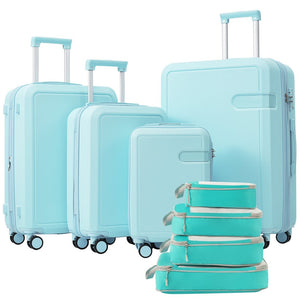 English Elm 4 Piece Hard Shell Abs Luggage Set with Spinner Wheels Tsa Lock and Packing Cubes Light Blue N732P197378N
